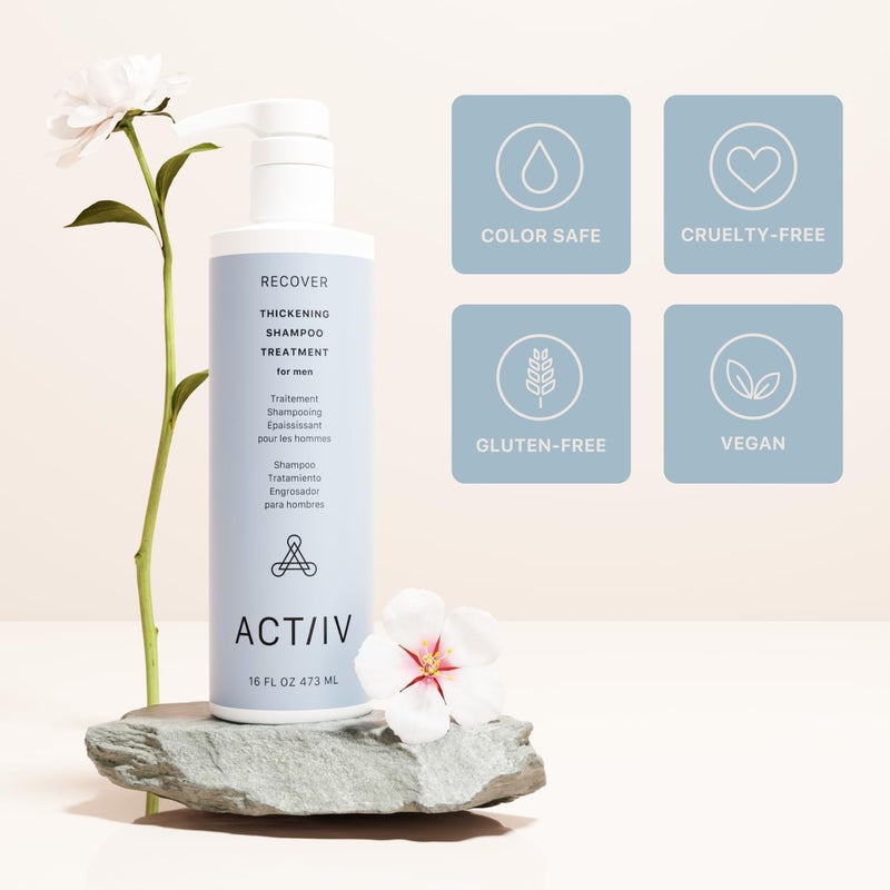 ACTIIV Recover Thickening Shampoo Treatment For Men | Supports the Appearance of Fuller, Healthier-Looking Hair, Supports Scalp Health, Plant-Based, Color-Safe, Vegan,All Hair Types, 473 mL / 16 oz - Image 5
